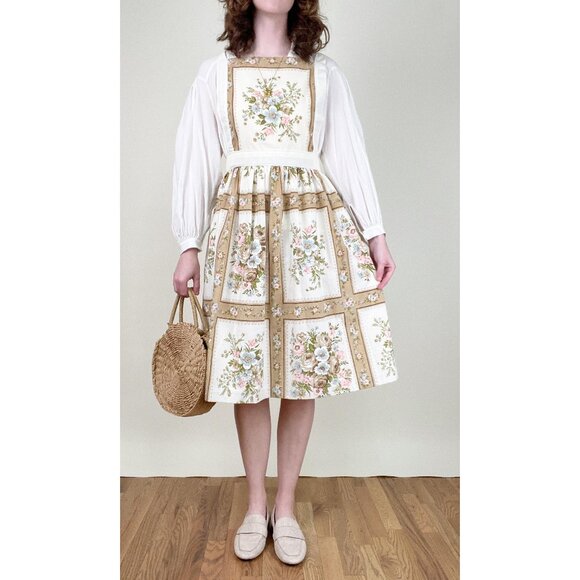 Vintage Handmade Garden Girl Apron Pinafore Midi Dress Grandmacore Cottagecore - Picture 2 of 8